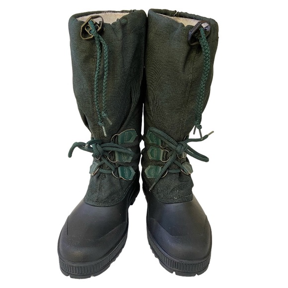 Sorel Dark Green Felt Lined Over Calf Weather Boots Waterproof Size 9 - Picture 2 of 13